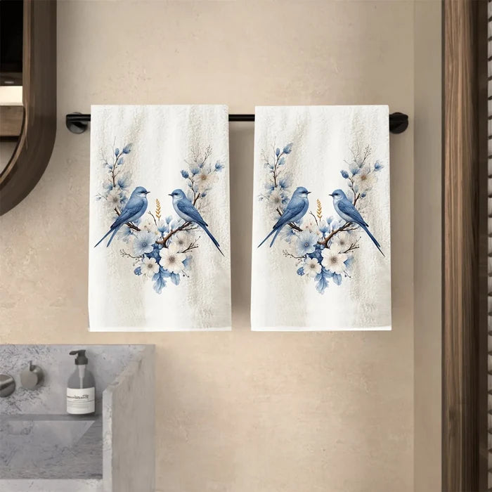 1 white base, blue birds and flowers