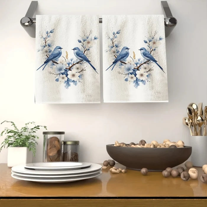 1 white base, blue birds and flowers