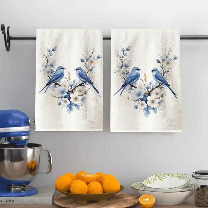 1 white base, blue birds and flowers
