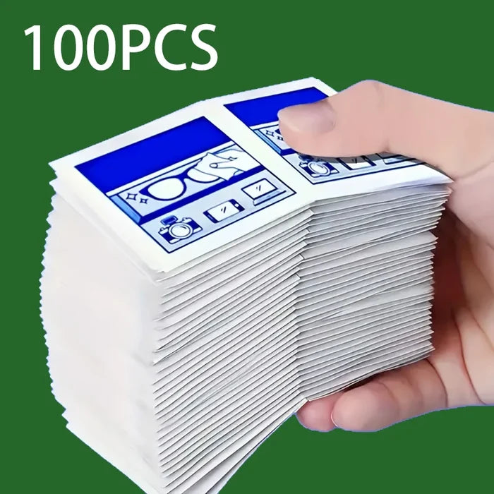100 Disposable Eyeglass Cleaning Wipes - Individually Packaged
