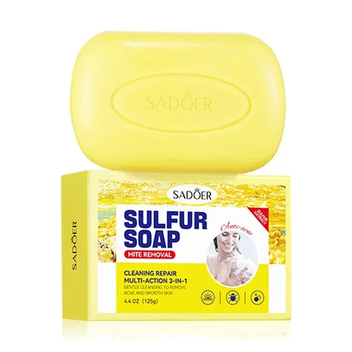 1/2Pcs Sadoer Sulfur Mite Removing Facial Soap Universal Handmade Soap