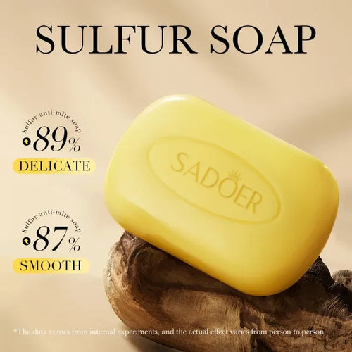 1/2Pcs Sadoer Sulfur Mite Removing Facial Soap Universal Handmade Soap