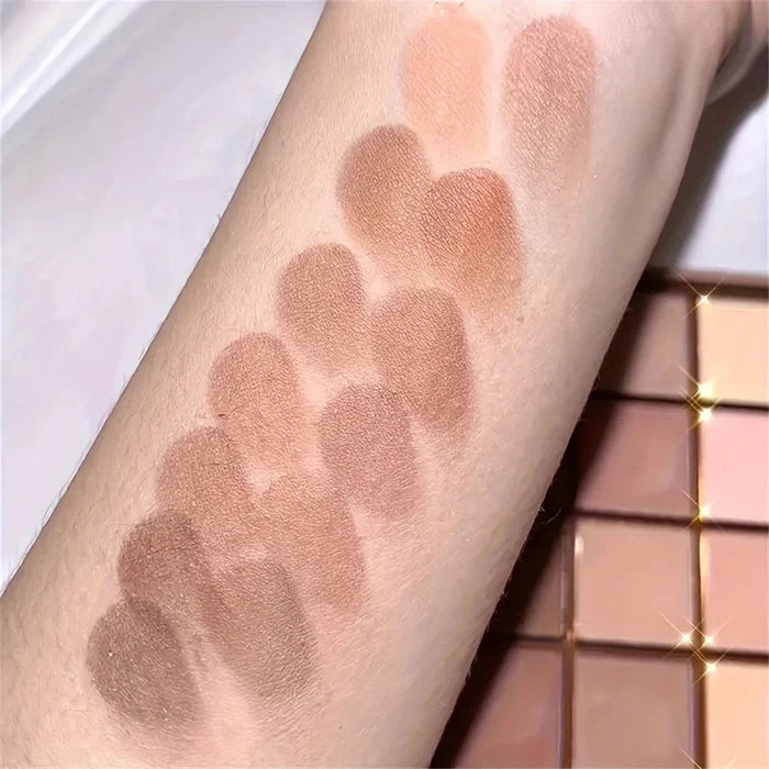 25-color eyeshadow palette - neutral gray and brown earth tones, coffee and chocolate shades