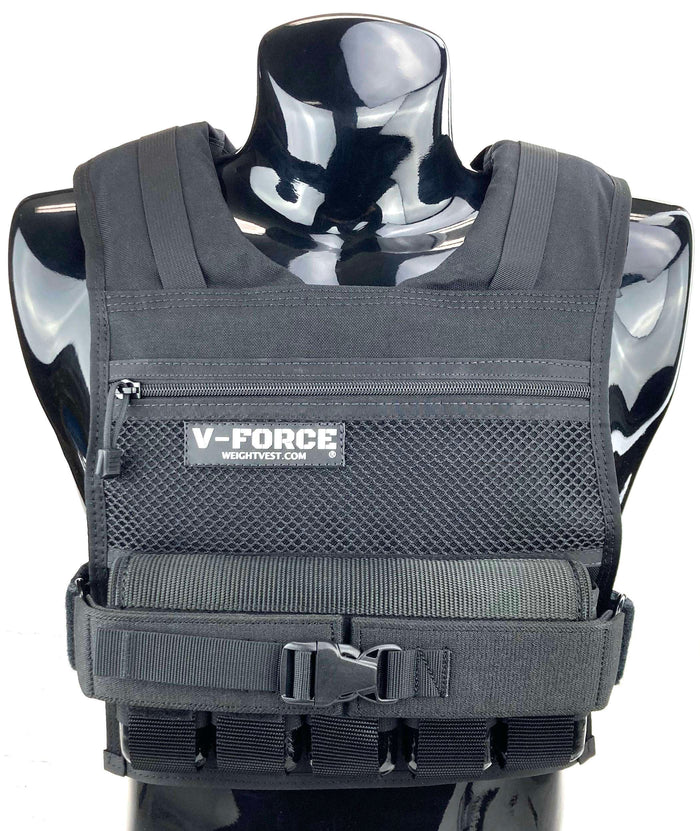 25 lb V-FORCE short weight vest front view black