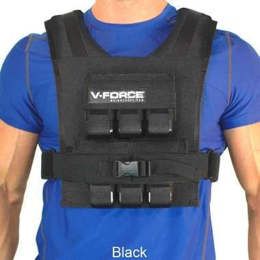 30 lb V-FORCE II short weight vest front view black