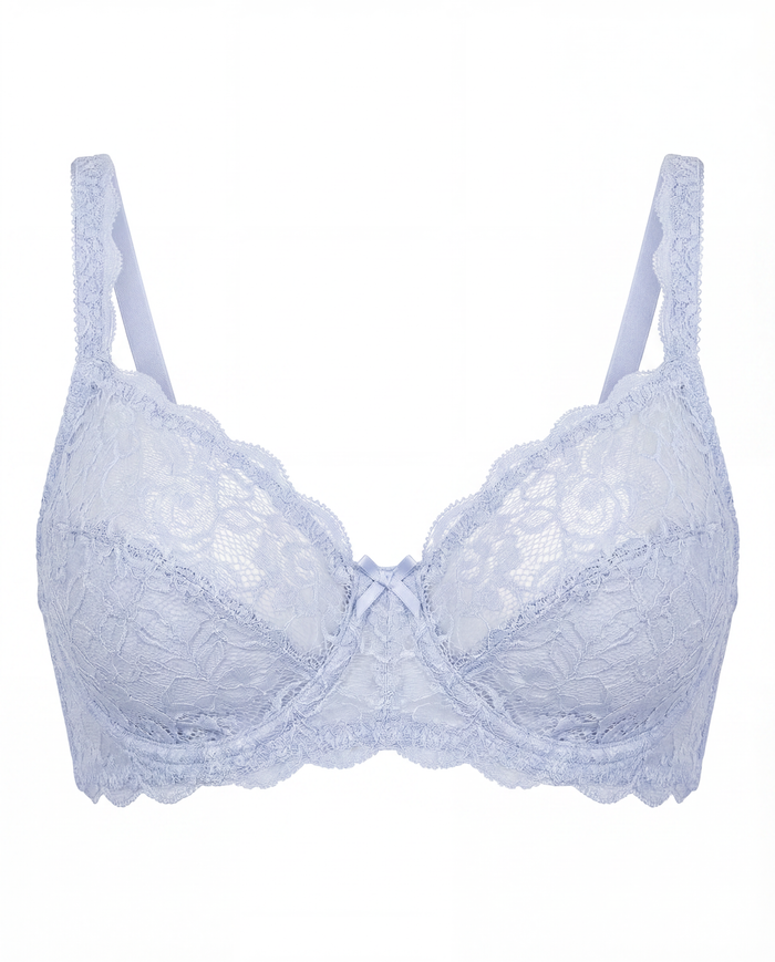 3/4 lace covered padded cup bra underwired for support