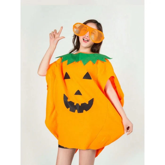3pcs/set Halloween Pumpkin Costume, including clothes, hat, and handbag