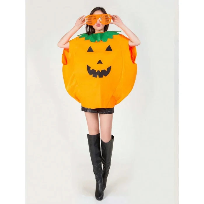 3pcs/set Halloween Pumpkin Costume, including clothes, hat, and handbag