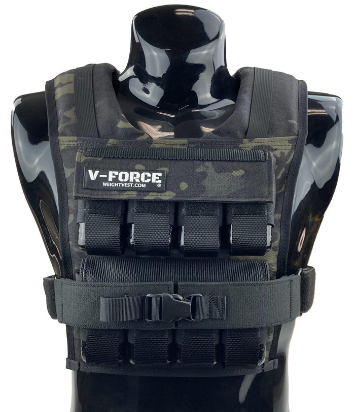 40 lb V-FORCE II short weight vest front view black design