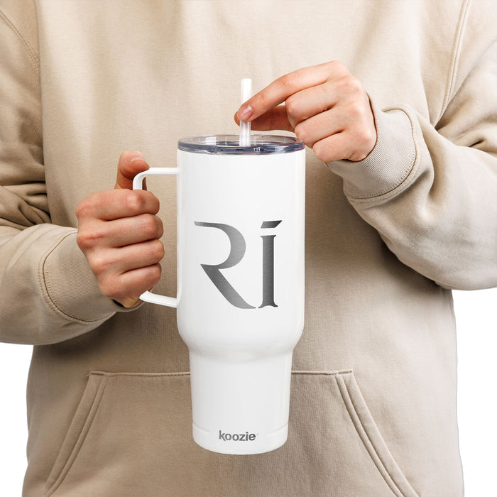 40oz Engraved Insulated Tumbler with Lid & Straw — Personalized Monogram 'Ri'