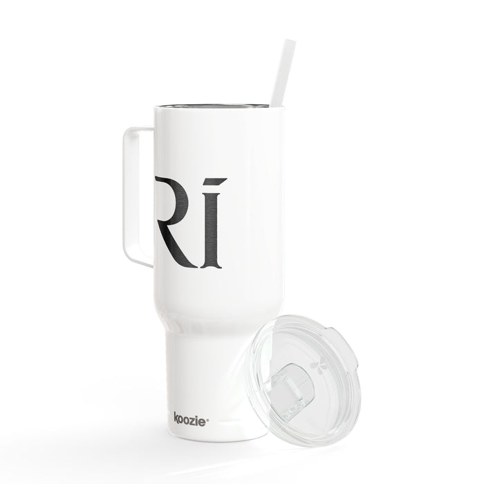 40oz Engraved Insulated Tumbler with Lid & Straw — Personalized Monogram 'Ri'