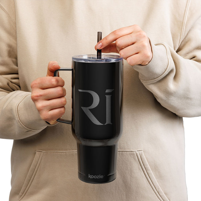 40oz Engraved Insulated Tumbler with Lid & Straw — Personalized Monogram 'Ri'