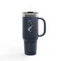40oz Insulated Travel Mug — Black Floral Skull Design, Spill‑Resistant Tumbler with Straw