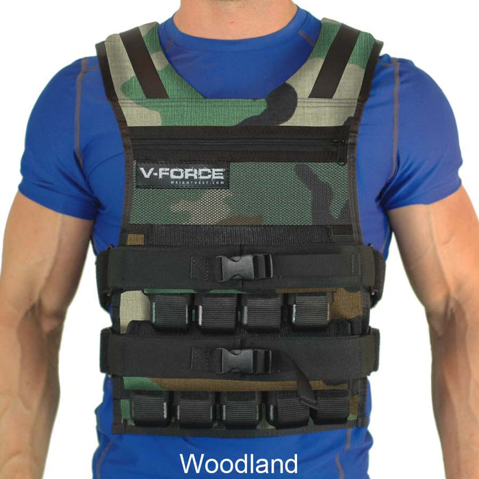 45 lb V-FORCE long weight vest woodland camo option
