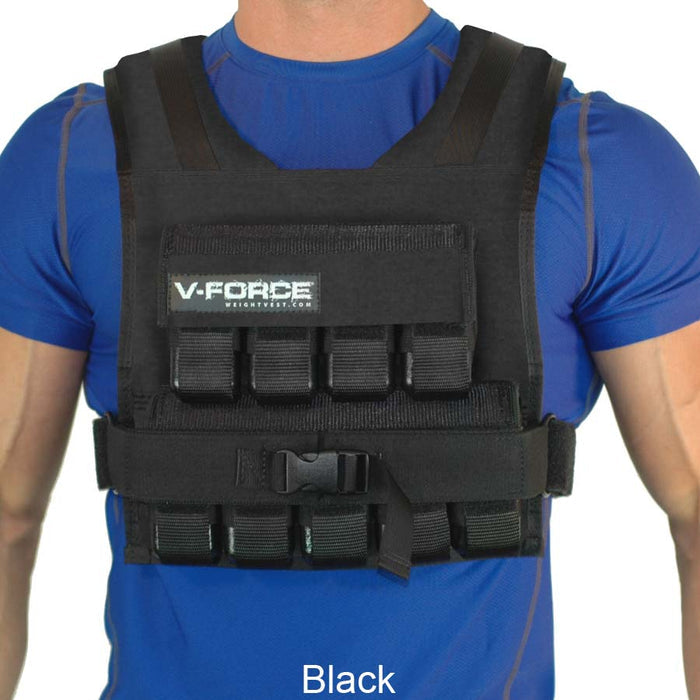 45 lb V-FORCE short weight vest front view black