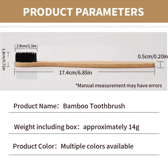 50 disposable bamboo soft bristled toothbrushes - biodegradable and easy to carry