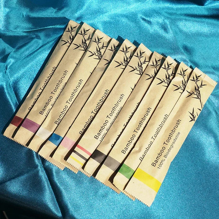 50 disposable bamboo soft bristled toothbrushes - biodegradable and easy to carry