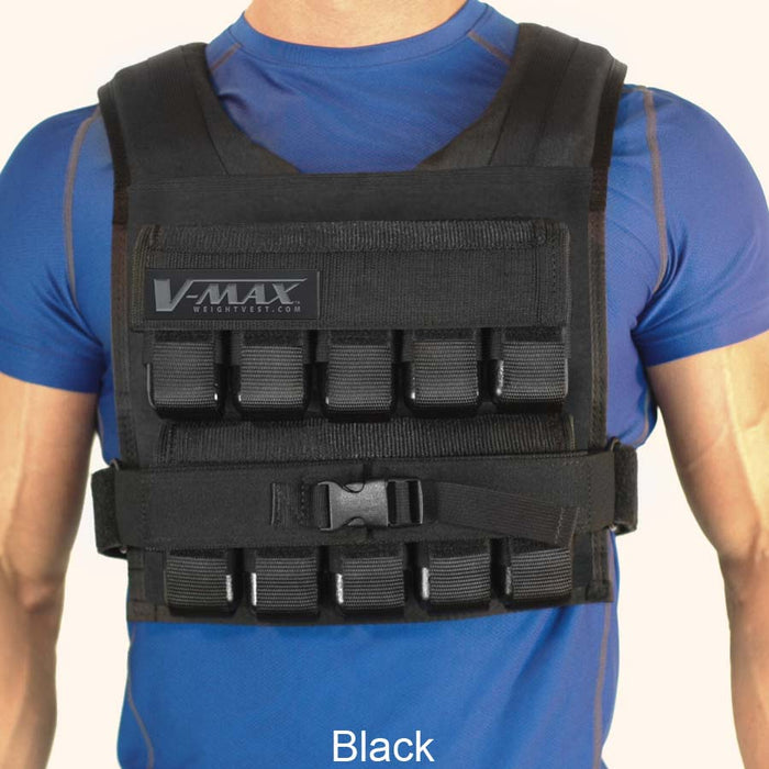 V-MAX weight vest made in USA, 50 lb capacity, with iron weight bars