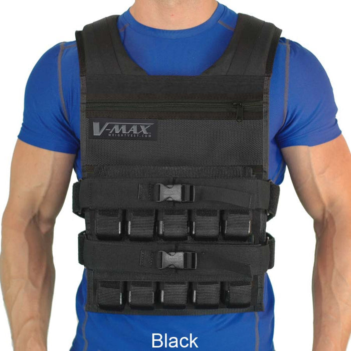 V-MAX long weight vest made in USA, 50 lb model, front view