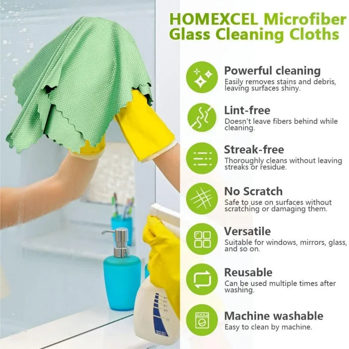 5/10PCS Microfiber Glass Cleaning Cloth