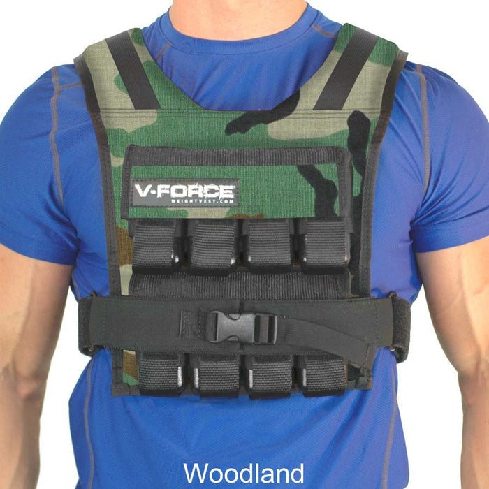 60 lb V-FORCE II short weight vest woodland camo option