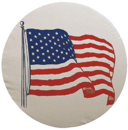 White Vinyl RV Spare Tire Cover with American Flag Design - Product View | United RV Parts