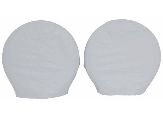 White ADCO Ultra Tyre Gard RV Wheel Covers Set of Two with Bungee Cords - Front View | United RV Parts