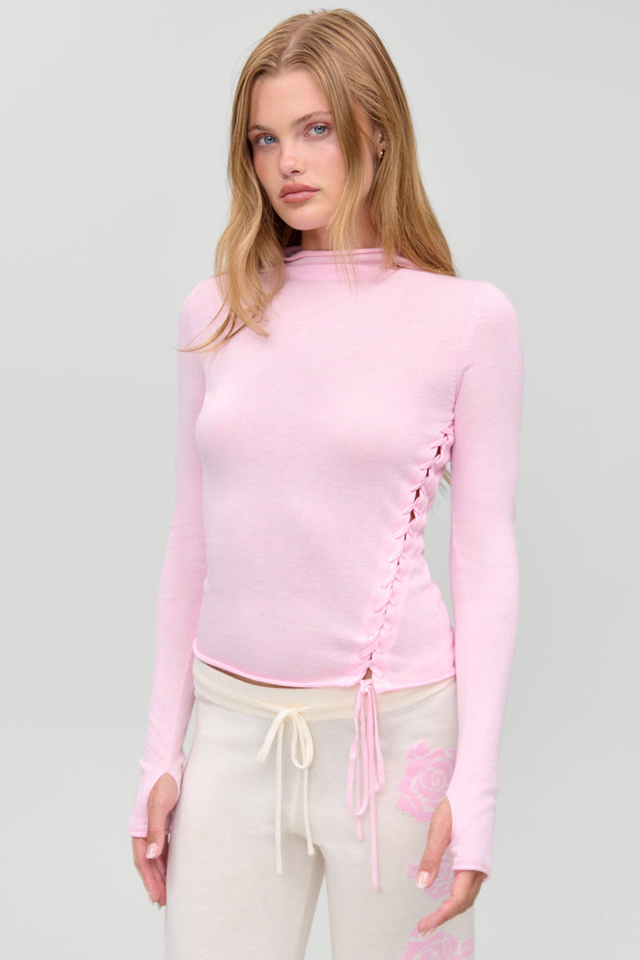 Adele Mock Neck Top - Pillow Pink