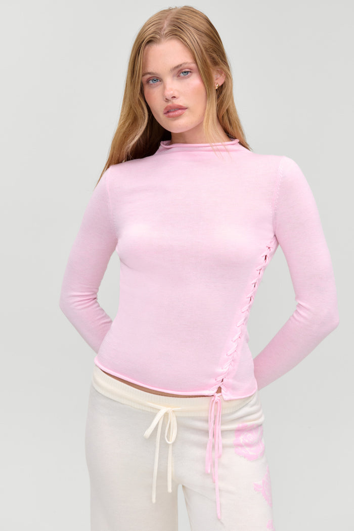 Adele Mock Neck Top - Pillow Pink