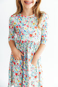 After the Rain 3/4 Sleeve Pocket Twirl Dress-Mila & Rose ®