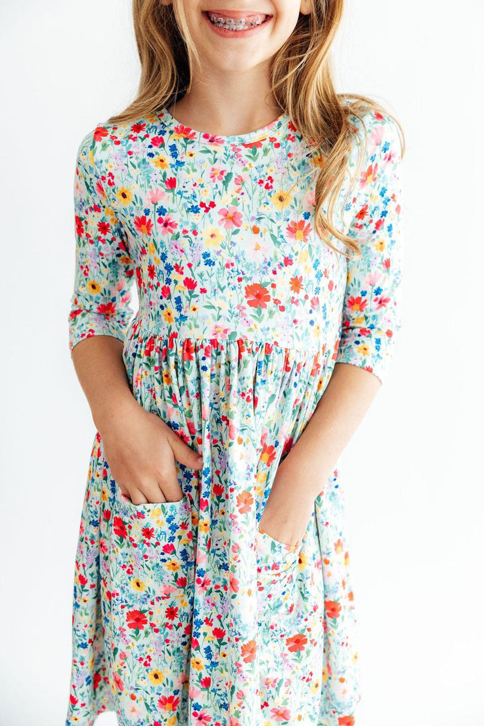 After the Rain 3/4 Sleeve Pocket Twirl Dress-Mila & Rose ®