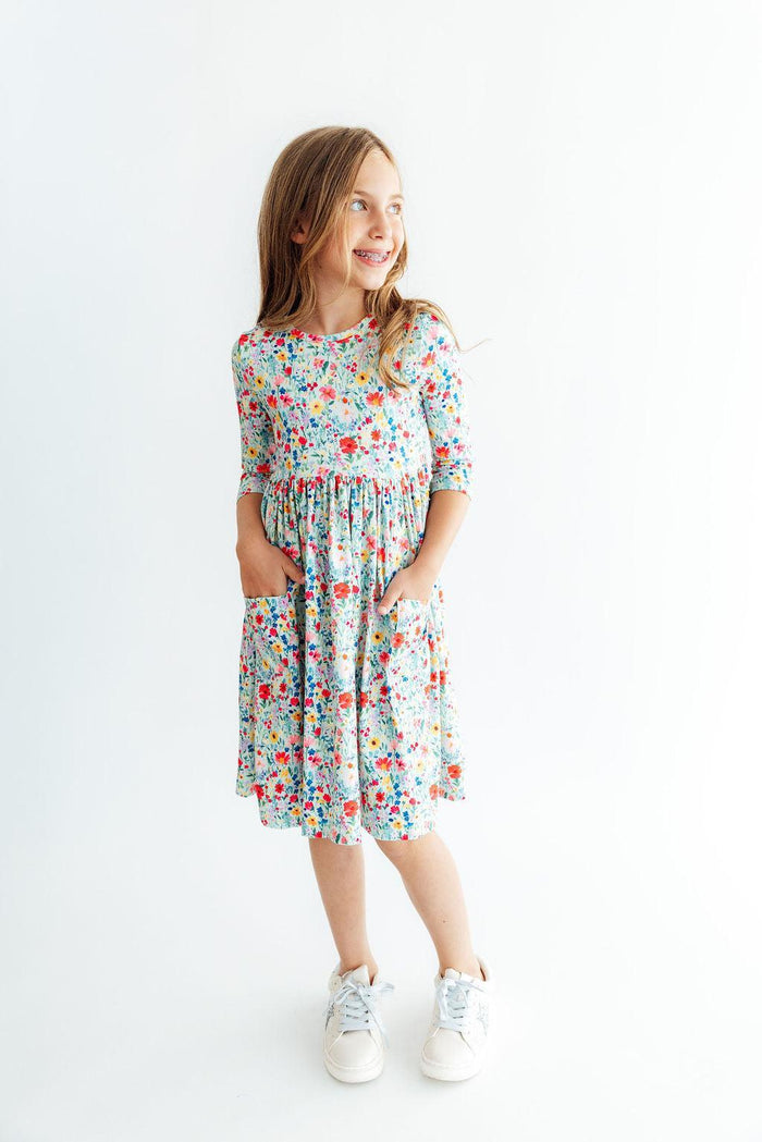 After the Rain 3/4 Sleeve Pocket Twirl Dress-Mila & Rose ®