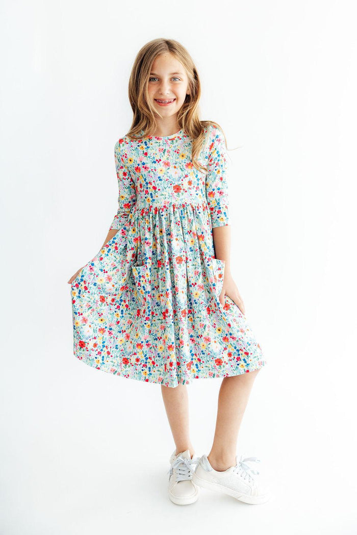 After the Rain 3/4 Sleeve Pocket Twirl Dress-Mila & Rose ®