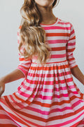 (V) All You Need is Love 3/4 Sleeve Pocket Twirl Dress-Mila & Rose ®