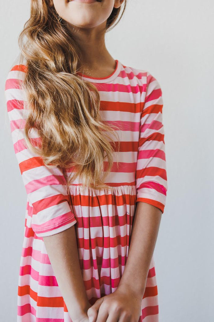 (V) All You Need is Love 3/4 Sleeve Pocket Twirl Dress-Mila & Rose ®