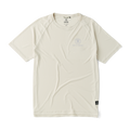 Close-up of a Roark active shirt featuring distinctive sleeve design with visible logo, emphasizing high-quality textile ideal for adventure and travel.