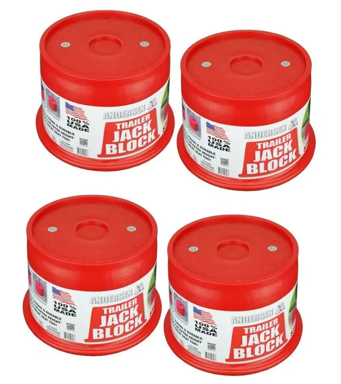 Red Andersen Trailer Jack Block 3608-4 Four Pack Bundle - Top View | United RV Parts