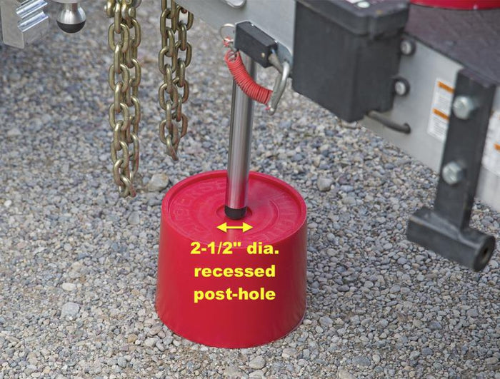 Red Andersen Jack Block with 2.5 Inch Post Hole - Installation View | United RV Parts