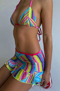 Andrea Shine Mini Skirt Rainbow Swirl