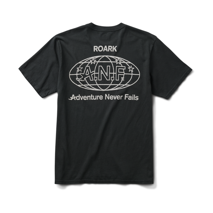 Active black shirt with detailed sleeves, designed for adventure and travel, by Roark.