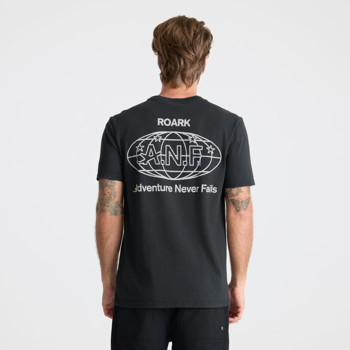 Active black shirt with visible sleeve designed for adventure and outdoor activities by Roark.