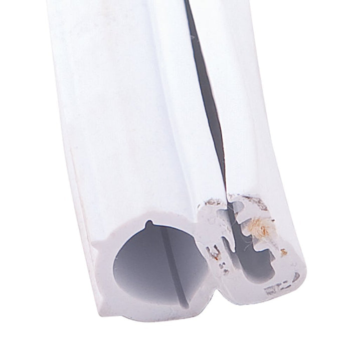 White Rubber Bulb Seal with Slide Clip 018-742 - Close-up Detail | United RV Parts