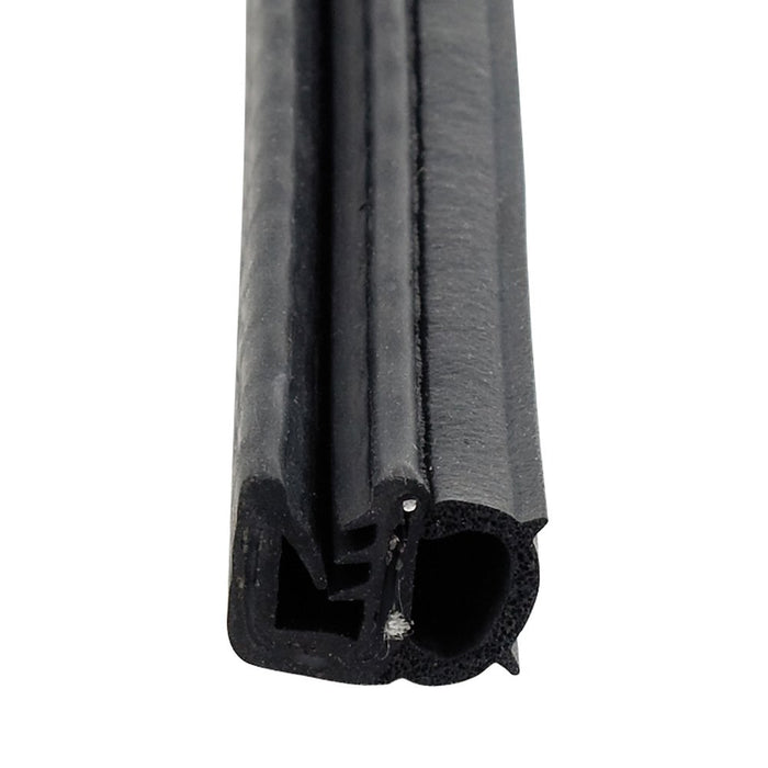 Black Rubber RV Slide Out Bulb Seal with Slide-On Clip - Cross-Section Detail | United RV Parts