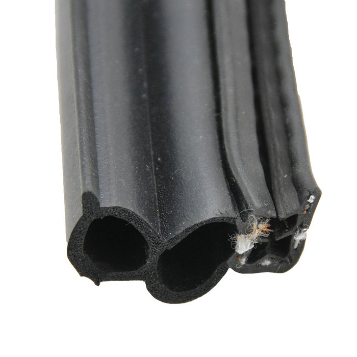 Black Rubber Double Bulb Seal with Slide Clip - Close-up End View | United RV Parts