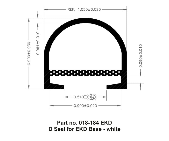 AP Products 018-184-EKD D Seal EKD Base Technical Drawing with Dimensions 1x15/16 in | United RV Parts