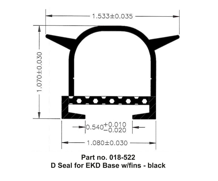 AP Products 018-522 D Seal Technical Drawing with Dimensions - EKD Base Fins | United RV Parts