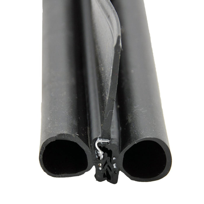 Black Rubber RV Slide Out Seal Double Bulb with Wiper - Close-Up End View | United RV Parts