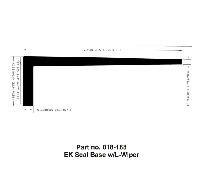 AP Products 018-188 EK Seal Base L-Wiper Technical Drawing with Dimensions | United RV Parts