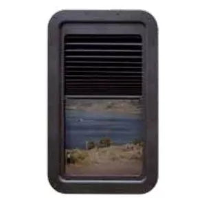 Black RV Door Window Shade with Tinted Glass - Partial Open View | United RV Parts