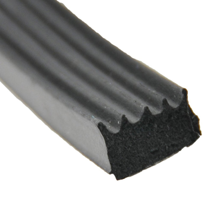 Black Foam Weather Seal with Ribbed Profile - Close-up Detail | United RV Parts